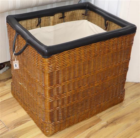 A large wicker laundry basket W.72cm